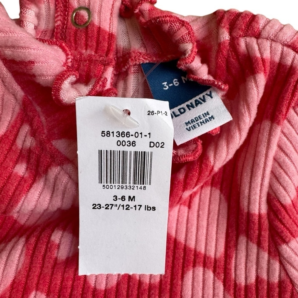 Old Navy Pink Hearts Outfit 2PC Set Baby Girl 3-6M Long Sleeve Top Pants NWT - Picture 3 of 4